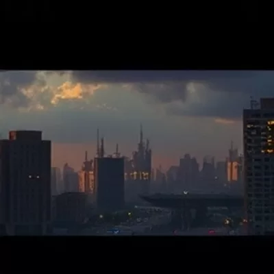 在线观影界面主图，暖橘渐变背景上的播放窗口与时间轴示意